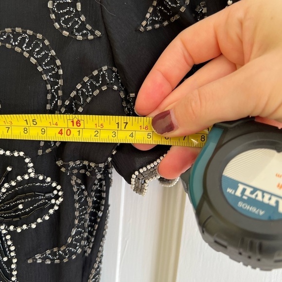 Laurence Kazar Vintage Silk Asymmetrical Beaded Black White Women’s S P Top - Picture 13 of 15